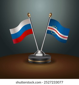 Russian and Cape Verde table flags relation  with gradient backgrund. Vector Illustration