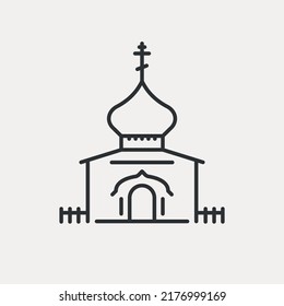 Russian church line icon. Orthodox religion, home for God. Traditional architecture in Russia. Vector illustration editable stroke