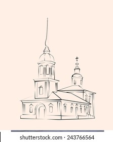 russian church sketch