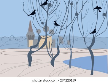 Russian classic masterpiece painting. Vector