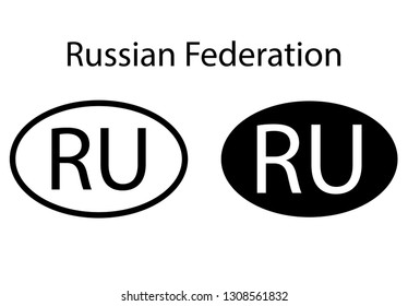 Russian country code icon.  Iso code country domain name.  RU - Russian abbreviated. vector