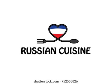 russian cuisine and flag