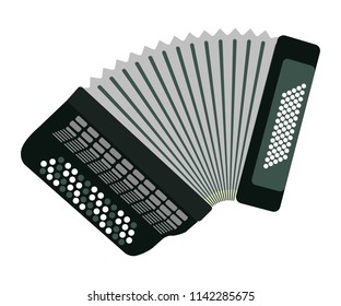 Russian culture, landmarks and symbols. Modern musical instrument accordion. Classic accordion, harmonious sound. Realistic musical instrument. Vector illustration isolated.