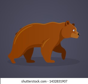 Russian culture, landmarks and symbols. Predatory large animal, brown bear. Symbol of strength and power. Wildlife or zoo grizzly. Vector illustration isolated.