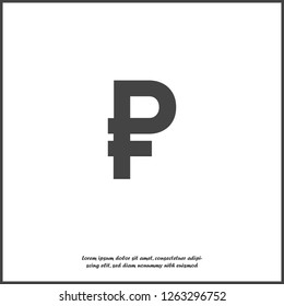 Russian currency ruble vector icon. Vector symbol of the ruble on white isolated background. Layers grouped for easy editing illustration. For your design.