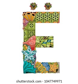 Russian cyrillic letter. Vector decorative zentangle object