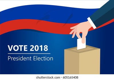 Russian democracy political process selecting president or parliament member with election and referendum freedom to vote vector illustration