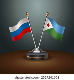 A tabela russa e o Djibuti sinalizam a relação com o plano de fundo do gradiente. Ilustração de vetor
