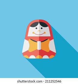 Russian Doll flat icon with long shadow,eps 10