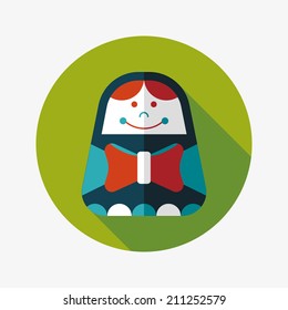 Russian Doll flat icon with long shadow,eps 10
