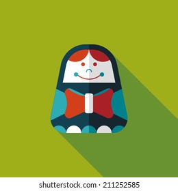 Russian Doll flat icon with long shadow,eps 10