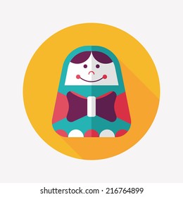 Russian Doll flat icon with long shadow,eps 10