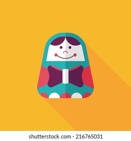 Russian Doll flat icon with long shadow,eps 10