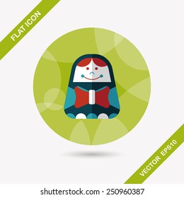 Russian Doll flat icon with long shadow,eps 10