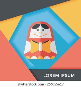 Russian Doll flat icon with long shadow,eps 10