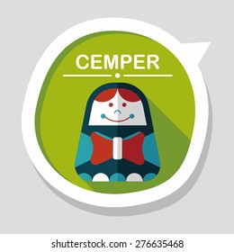 Russian Doll flat icon with long shadow,eps 10
