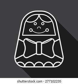 Russian Doll flat icon with long shadow,eps 10, line icon