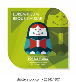 Russian Doll flat icon with long shadow,eps 10