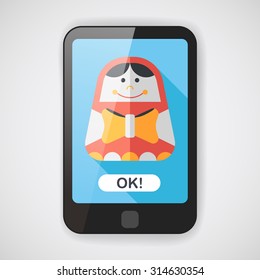 Russian Doll flat icon with long shadow,eps 10
