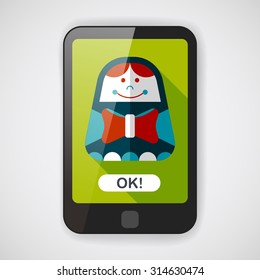 Russian Doll flat icon with long shadow,eps 10