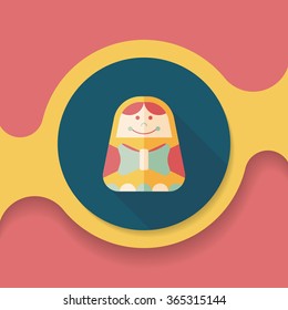 Russian Doll flat icon with long shadow,eps 10