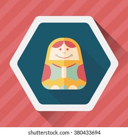 Russian Doll flat icon with long shadow,eps 10