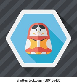 Russian Doll flat icon with long shadow,eps 10