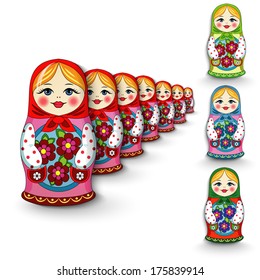 Russian doll fun toy souvenir on a white background