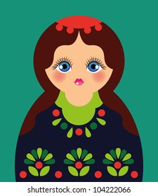 Russian doll. Ideal for card design, fabric, scrapbook, wrapping paper