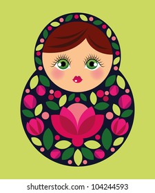 Russian doll. Ideal for card design, fabric, scrapbook, wrapping paper