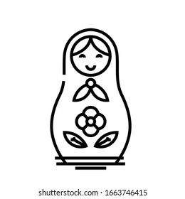 Russian doll line icon, concept sign, outline vector illustration, linear symbol.