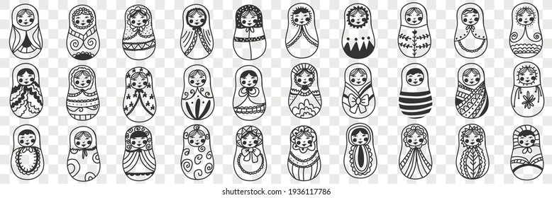 Russian doll matryoshka doodle set