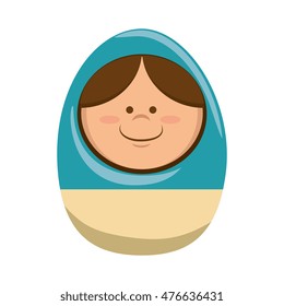 russian doll matryoshka. traditional toy girl smiling cartoon vector illustration