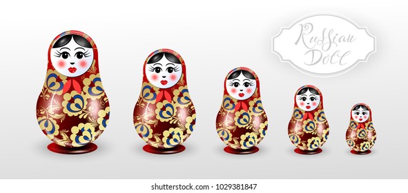 Russian doll nesting doll. A realistic image. vector set.