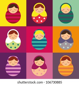 Russian doll pattern, ideal for card design, fabric, scrapbook, wrapping paper