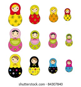 Russian Doll. Perfect for card design, fabric, scrapbook, album.