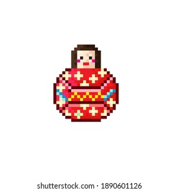Russian doll pixel art. Game characters. Vector illustration.