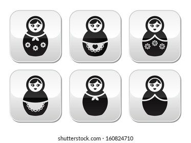 Russian doll, vector buttons set