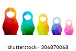 Russian dolls icons set logo silhouette mosaic faceted vector illustration.