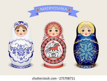 Russian Dolls - Matryoshka. Vector Illustration