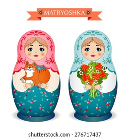 Russian dolls - matryoshka. Vector illustration