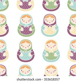 Russian dolls seamless pattern
