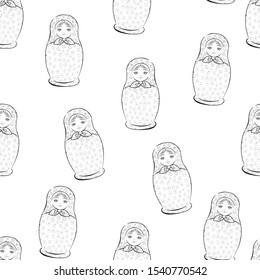 Russian dolls vector seamless pattern on white background. Concept for print, web design, wallpapers , textile