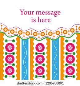 Russian Dymkovo style. Postcard. Copy space. Vector illustration.