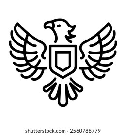 Russian eagle emblem icon in line style 