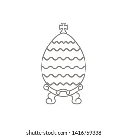 Russian Easter Egg. Luxury, royal, elegant, jewellery present. Vector Isolated Graphic Design Illustration. Beautiful antique, old, historical, vintage items. Simple, flat, line art style.