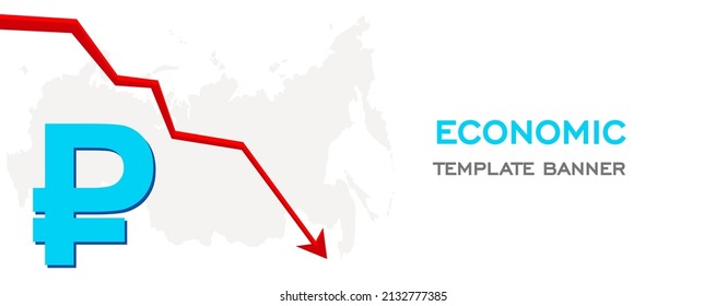 Russian economic crisis concept vector illustration. currency collapse - Russian ruble