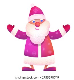 Russian embracing Father Frost - "Ded Moroz". Vector cartoon illustration. Christmas, New Year Father Frost. Hugging Santa Claus Christmas. Character, mascot design.