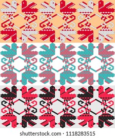 Russian embroidery patterns. Vector illustration. Seamless pattern from birds. Triangular structure.