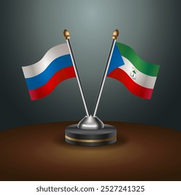 Sinalizador de relação entre a Rússia e a Guiné Equatorial com fundo de gradiente. Ilustração de vetor